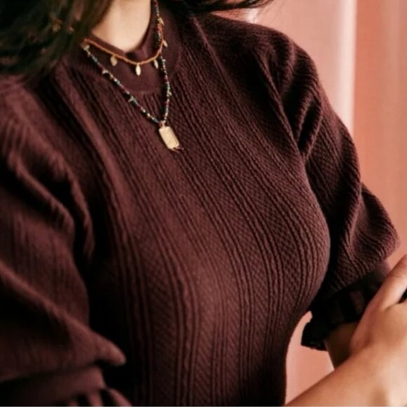 NWT Sezane Adele Knit Jumper Top - Chocolate Brown Cafe French Causal - Picture 2 of 10